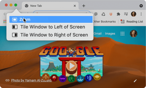Zoom option for a window