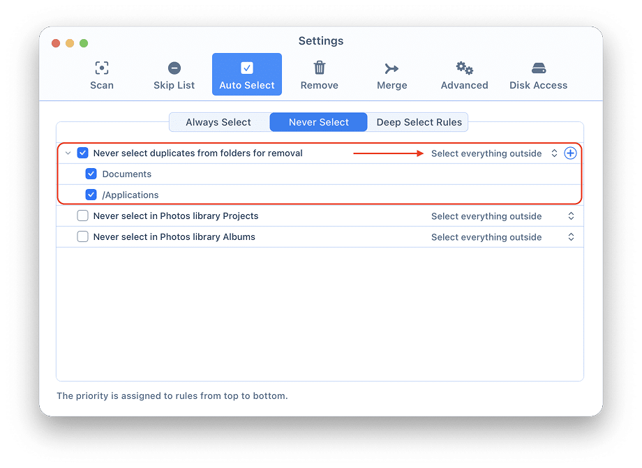 Duplicate finder - never select in folders