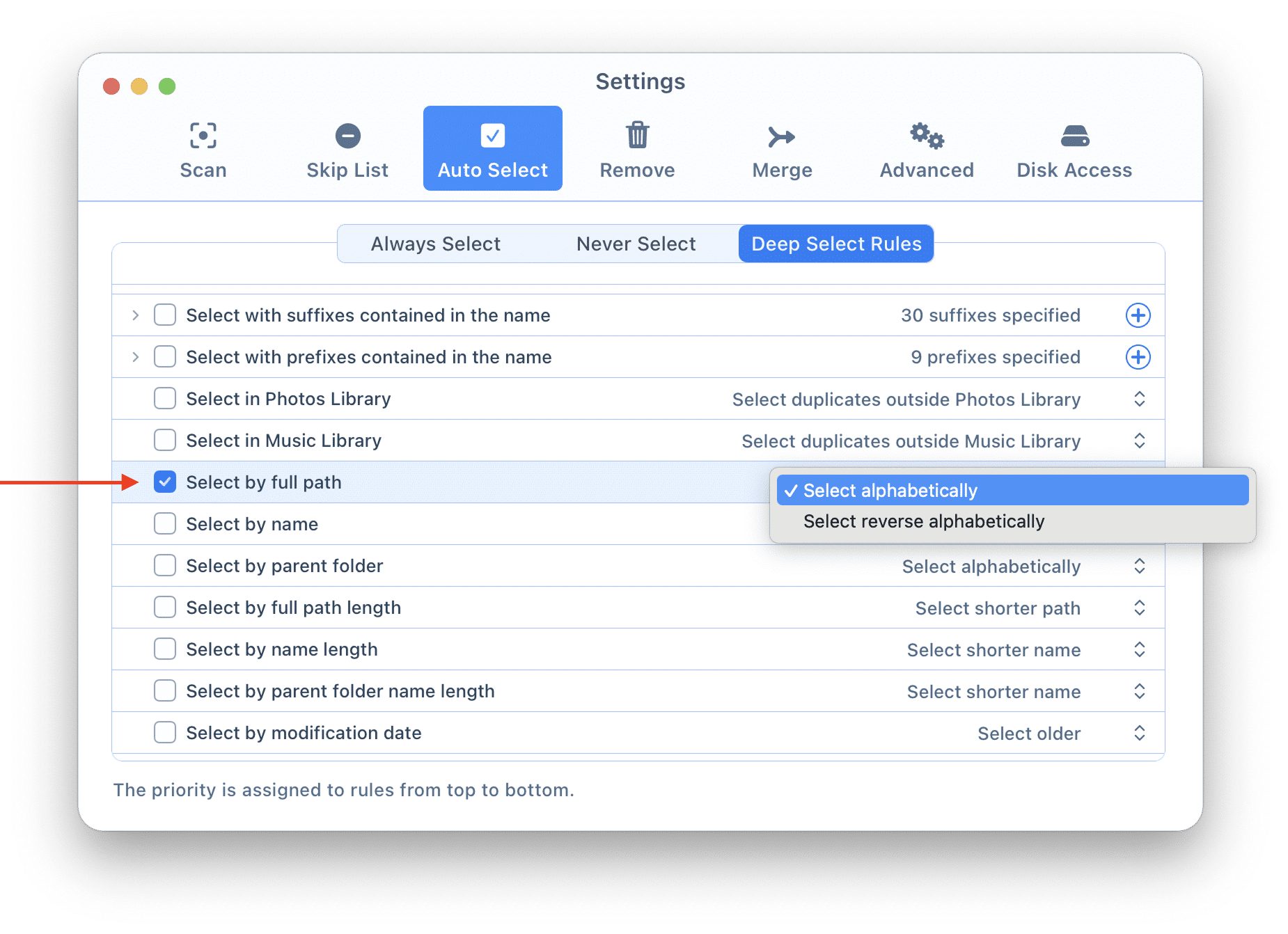 Duplicate finder by full path rule