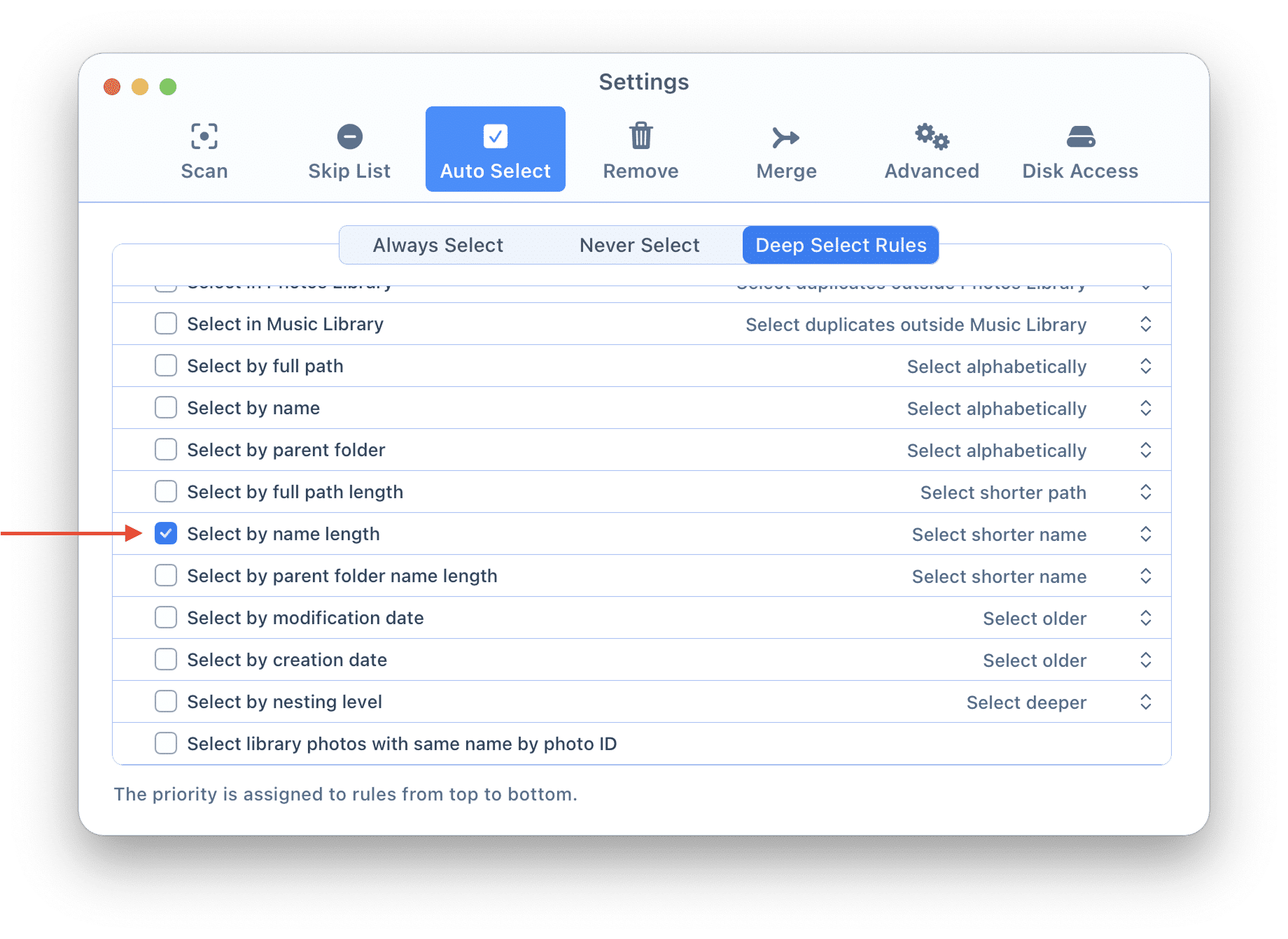 Duplicate finder name length rule