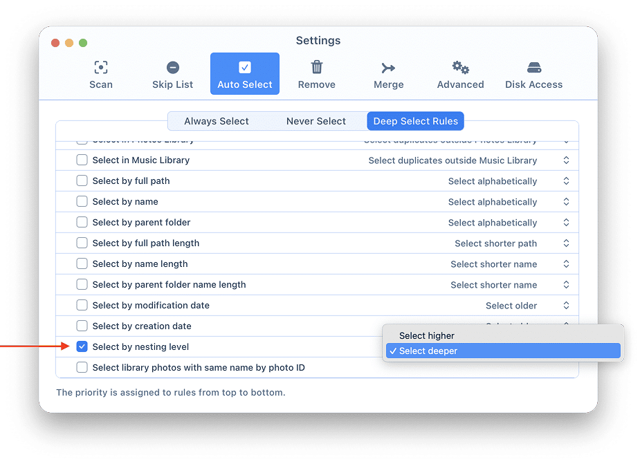 duplicate finder nesting level rule
