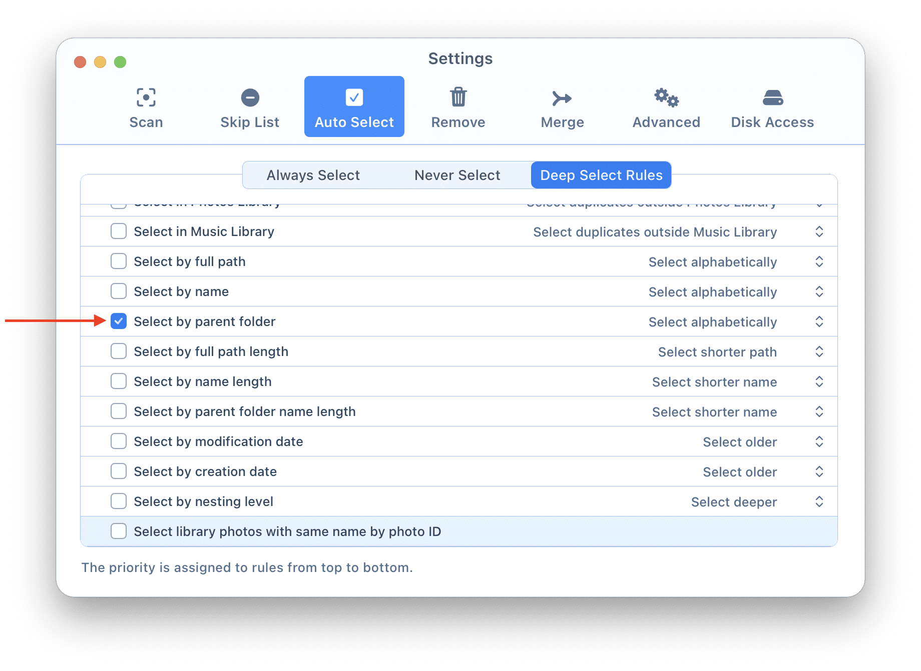 Duplicate finder select option - by parent folder