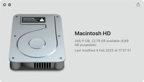 Quick Look of hard drive