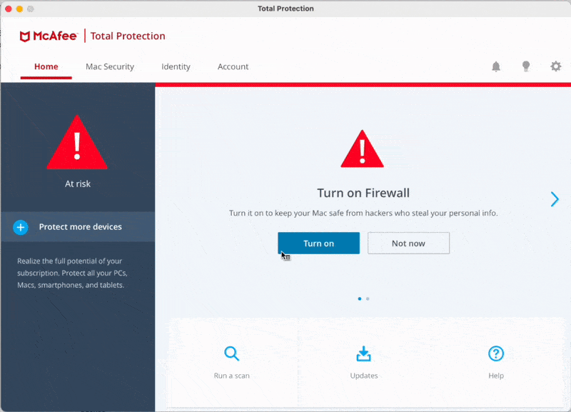 McAfee Firewall won't turn on