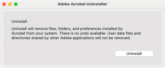 Adobe Acrobat uninstaller window