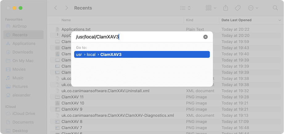 the Go To Folder window in Finder
