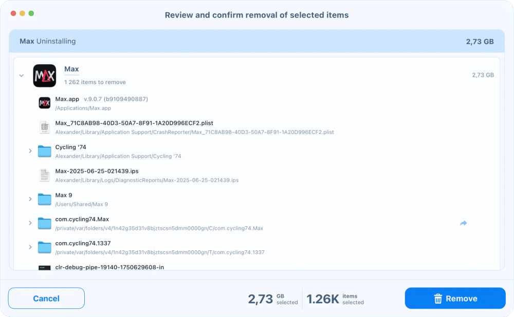 the removal confirmation window in App Cleaner & Uninstaller