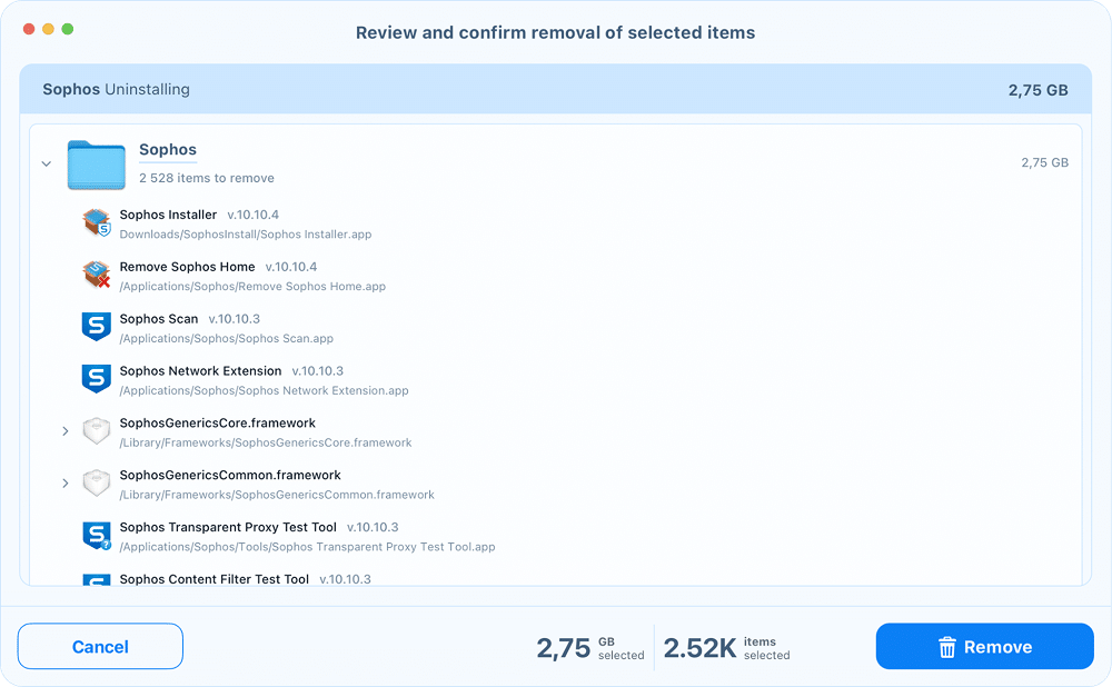 the removal confirmation window in App Cleaner & Uninstaller