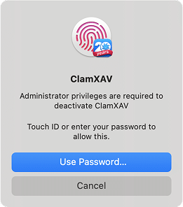 ClamXAV prompting the password