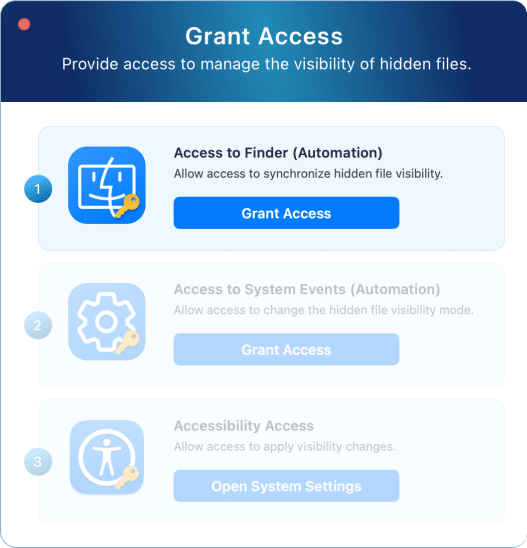 Grant Access popup window for Funter