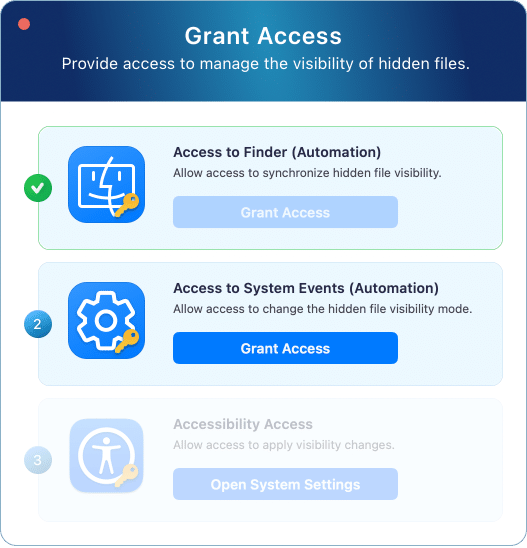 Grant Access window for Funter