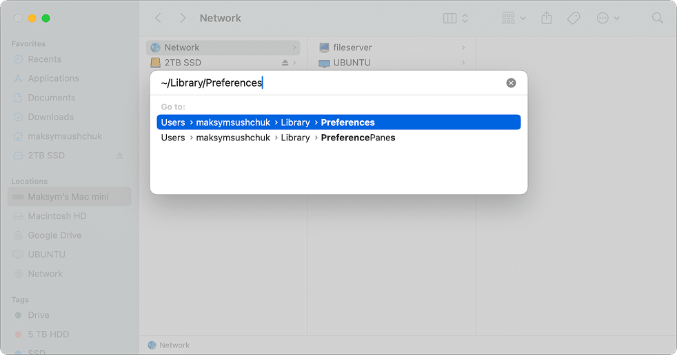 Cmd+Shift+G calls out the Go to dialogue in Finder