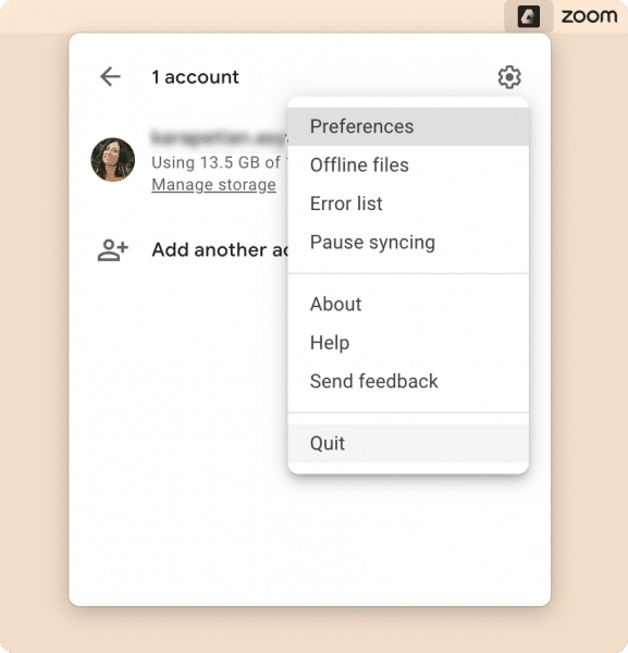 Google drive window