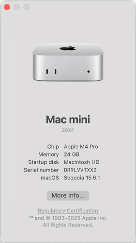 the About This Mac window on macOS