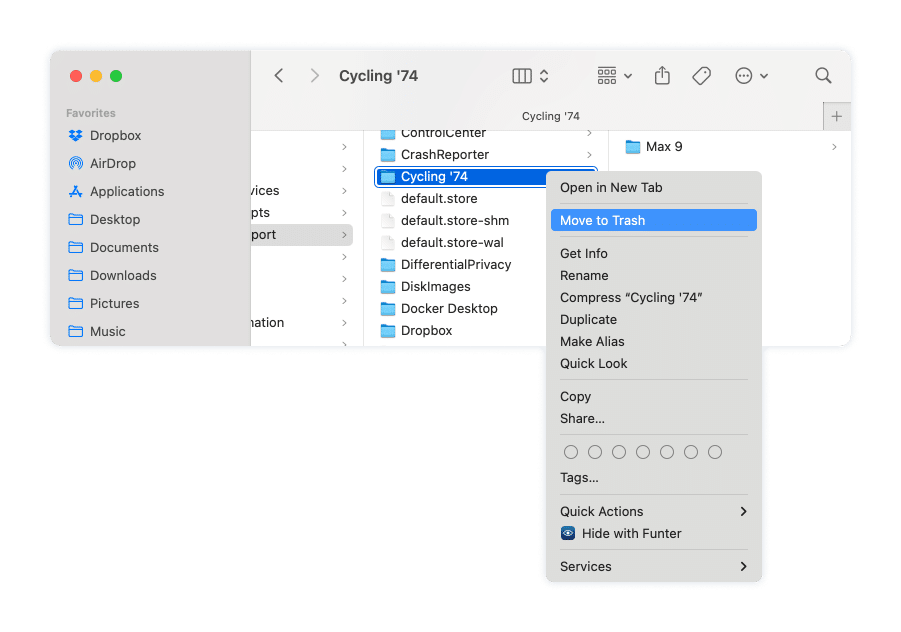 the Cycling '74 folder in ~/Library/Application Support