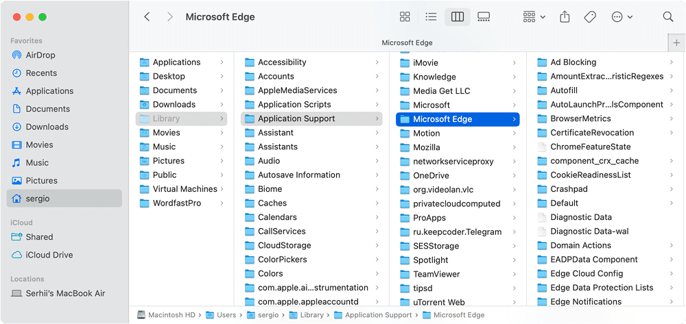 MS Edge Application support files