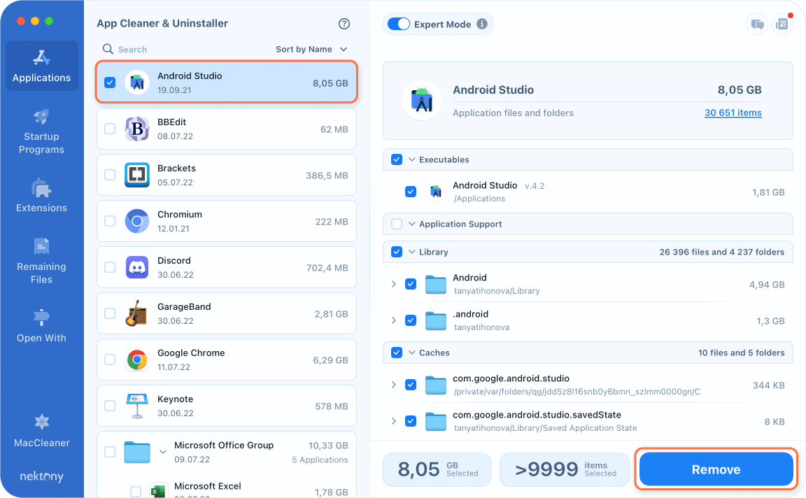 uninstall android studio mac