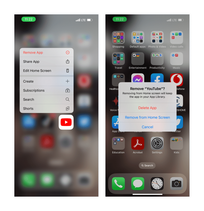 removing YouTube on iPhone