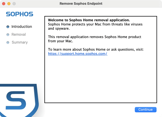 the Remove Sophos app