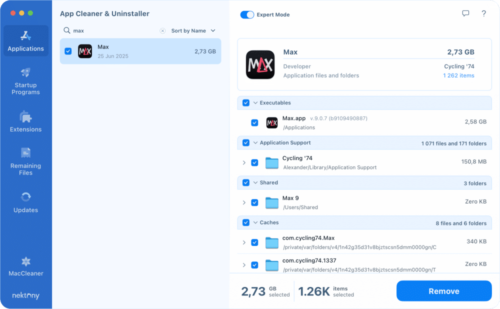 the Max app in App Cleaner & Uninstaller