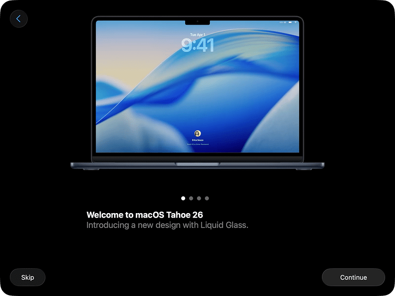 the greeting window of macOS Tahoe