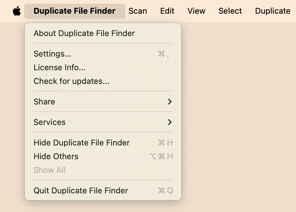 Duplicate File Finder settings
