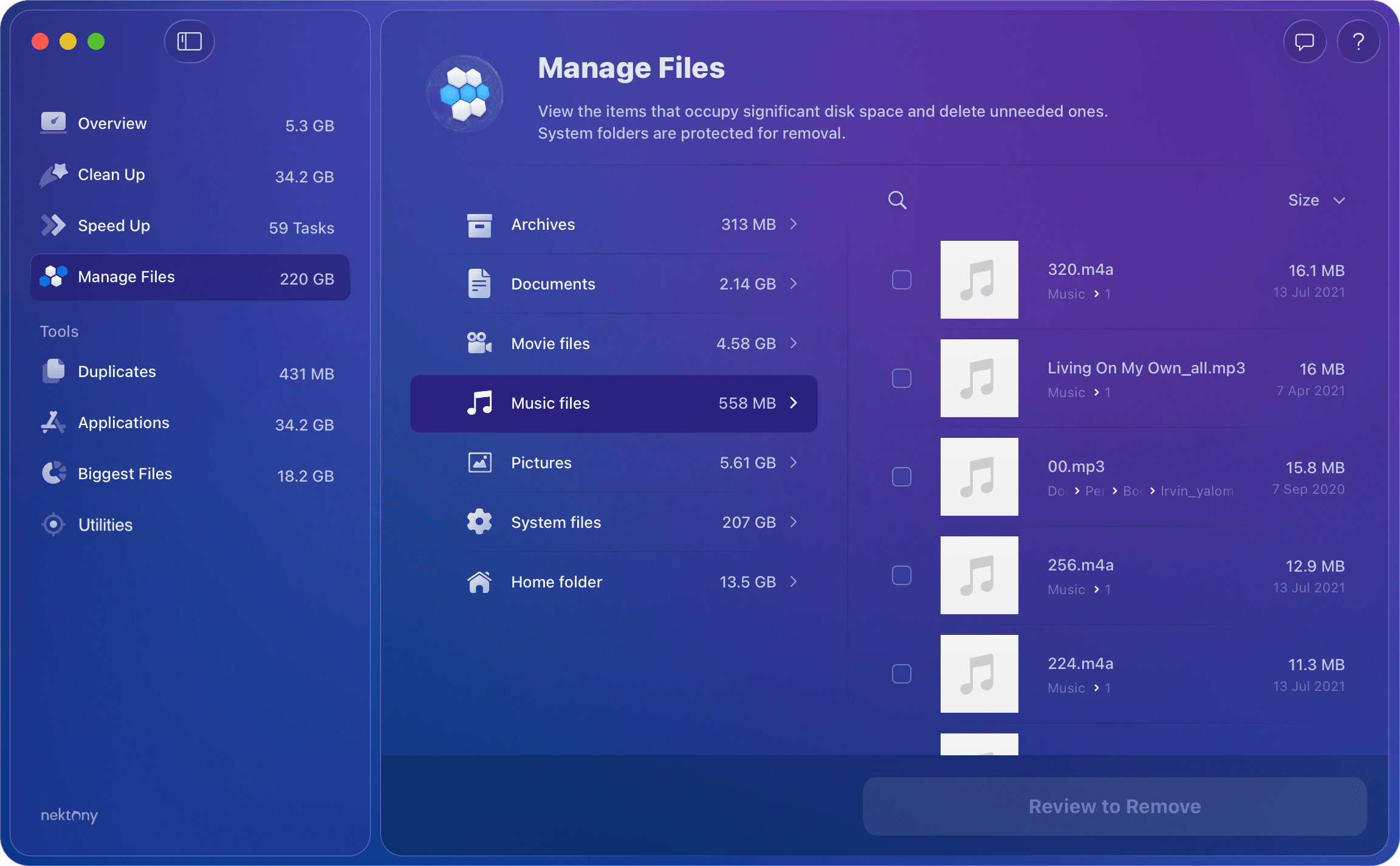 Music files category
