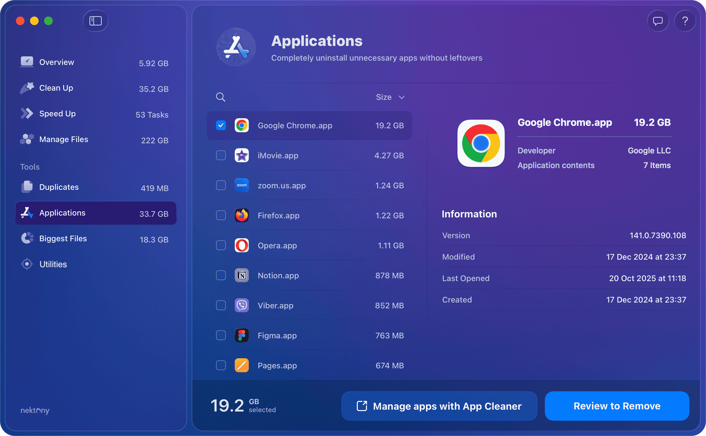 MacCleaner Pro showing the option to uninstall apps