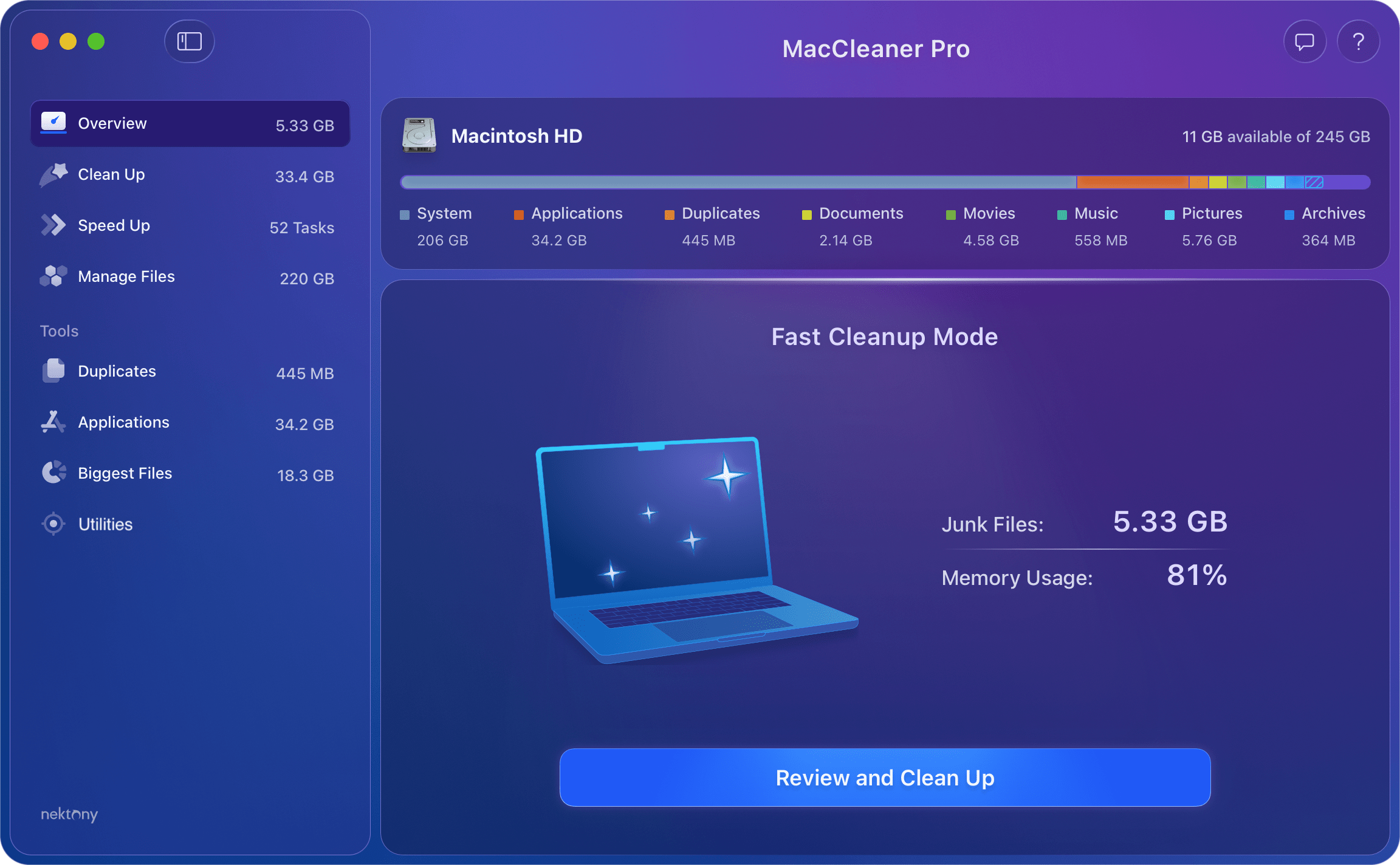 Optimize storage with MacCleaner Pro maccleaner pro to maintenance a mac