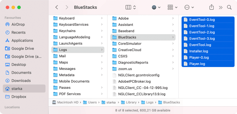 bluestacks logs