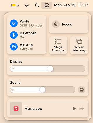 the Screen Mirroring option in Control Center of macOS