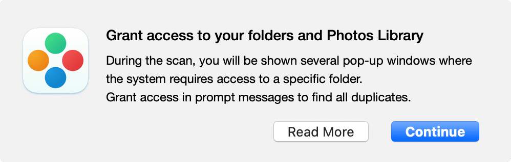 Popup message asking to grant access Photos on Mac