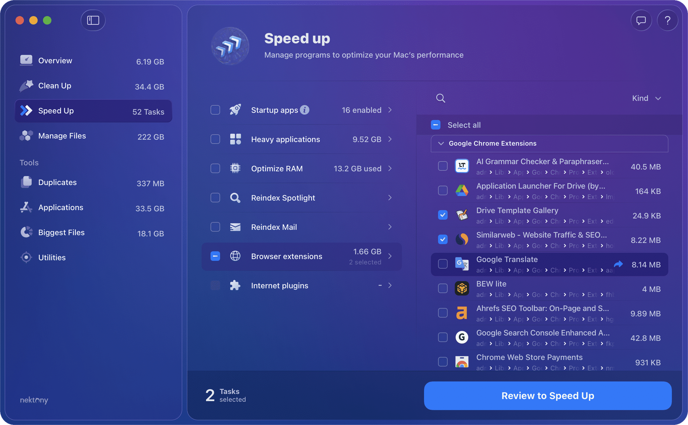 Remove extensions MacCleaner showing browsing extensions