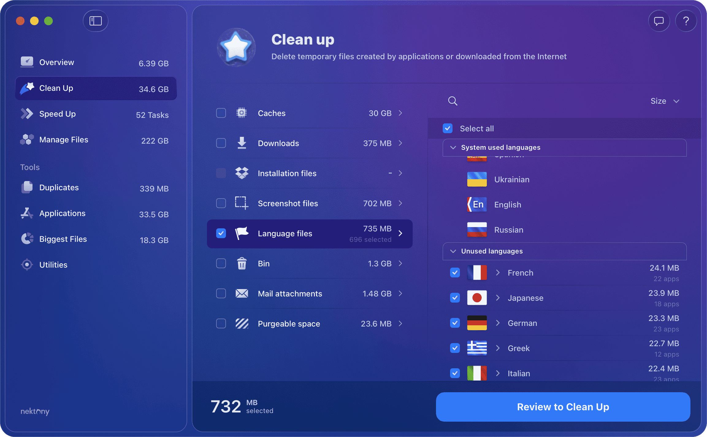 Remove language resources with MacCleaner Pro MacCleaner Pro showing how to remove language resources