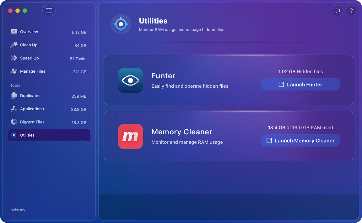 memory cleaner tool in maccleaner pro
