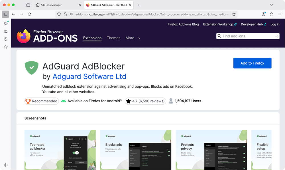 AdGuard AdBlocker in Firefox Add-ons