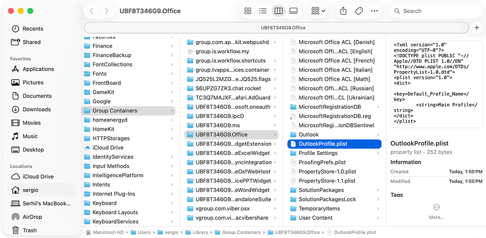 Outlook leftovers example