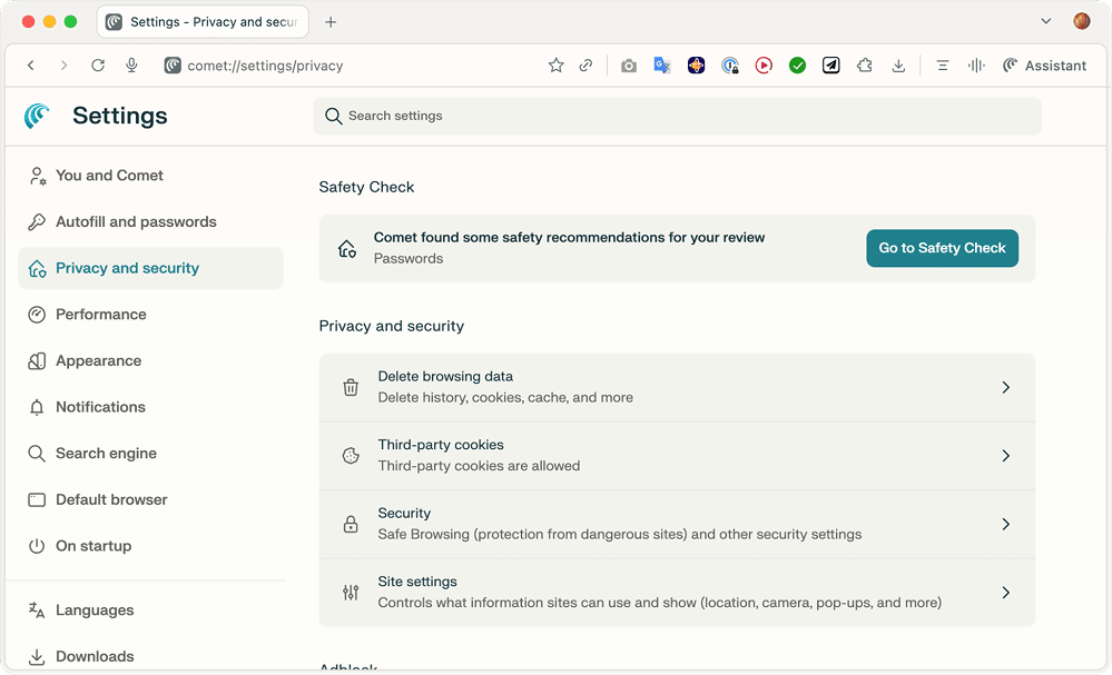 On startup settings in Chrome