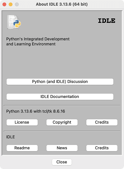 the graphic user interface of Python IDLE
