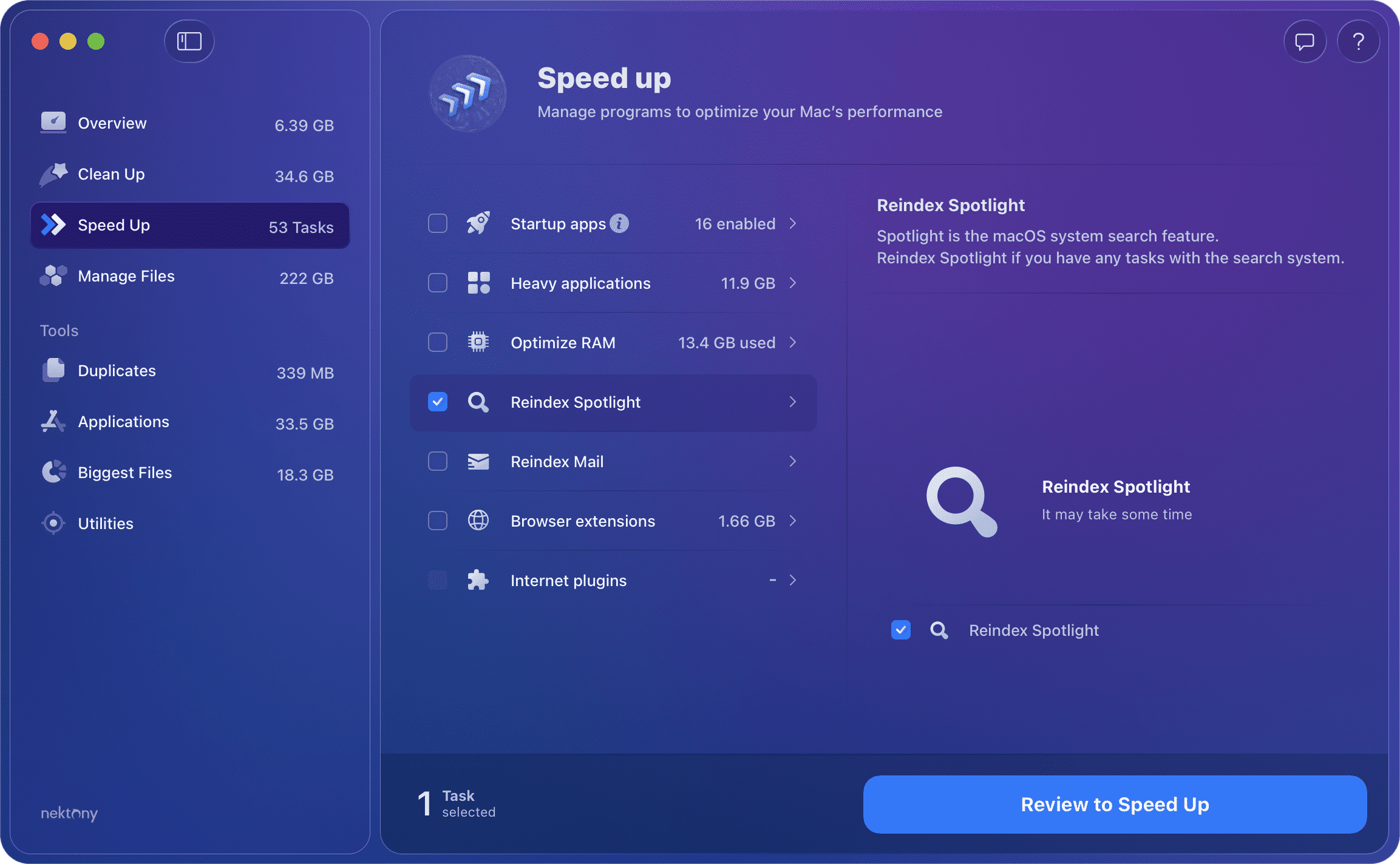 Reindex Spotlight with MacCleaner Pro MacCleaner Pro showing how to reindex spotlight