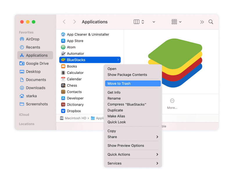 removing BlueStacks from Mac