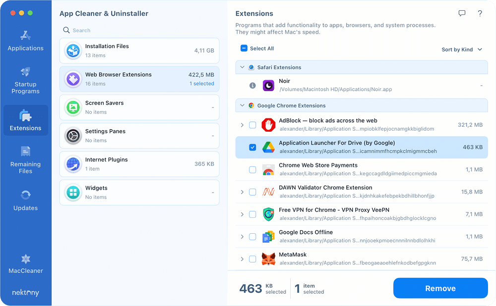 Application Launcher for Drive in Web Browser Extensions