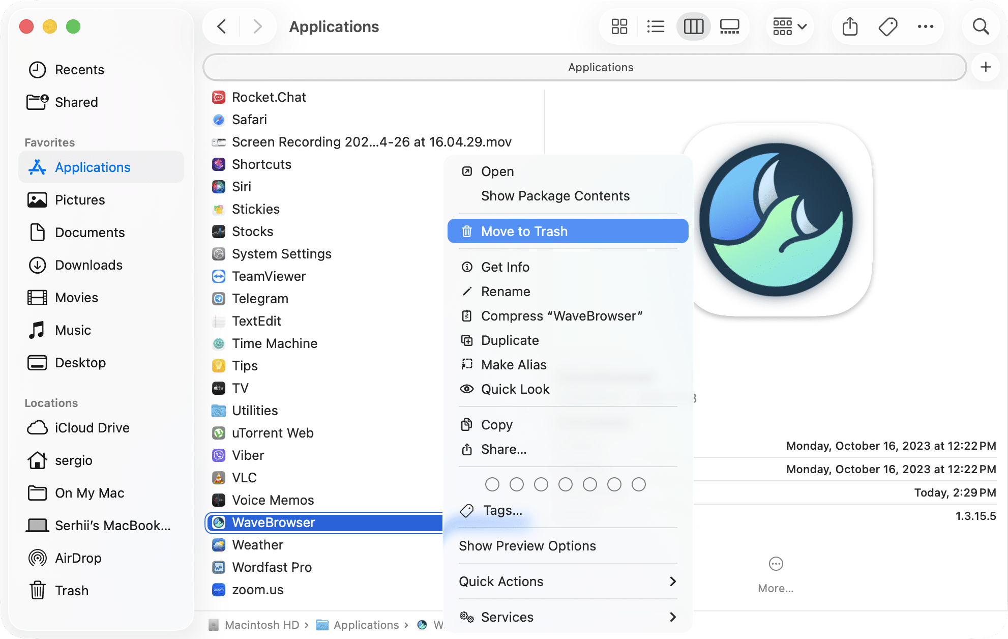 WaveBrowser in Applications folder