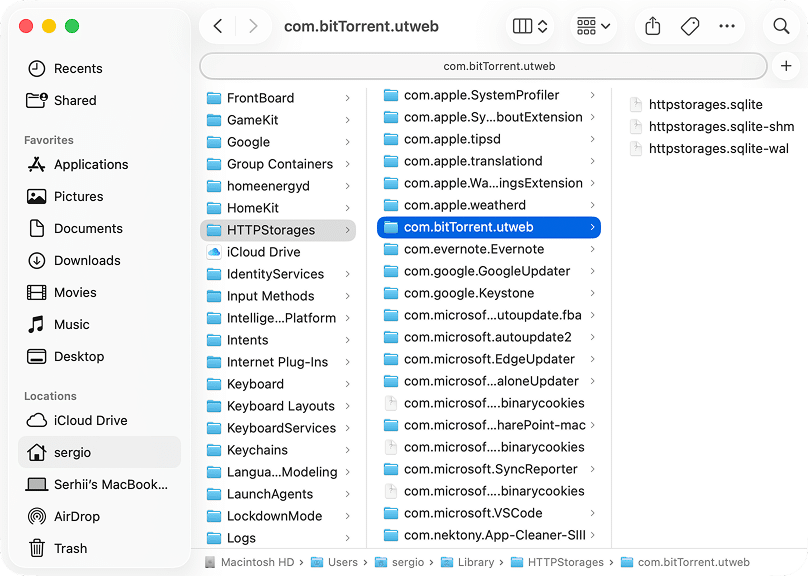 uTorrent related files in Library