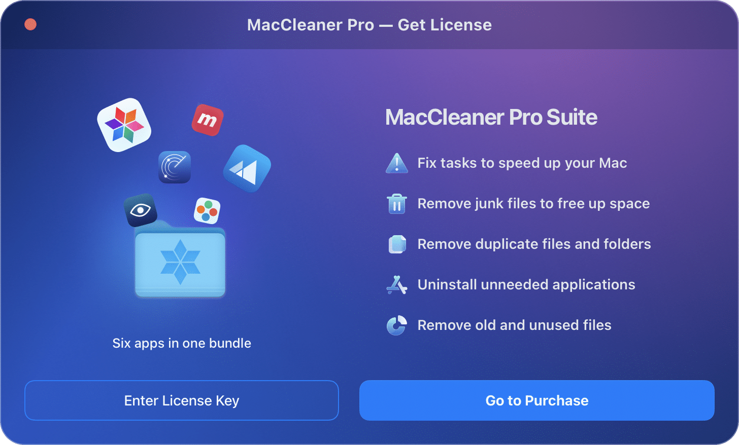 getting license popup for MacCleaner Pro