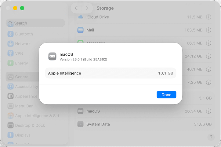 the space Apple Intelligence takes on macOS Tahoe