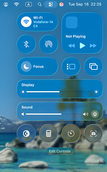 the Control Center in macOS Tahoe