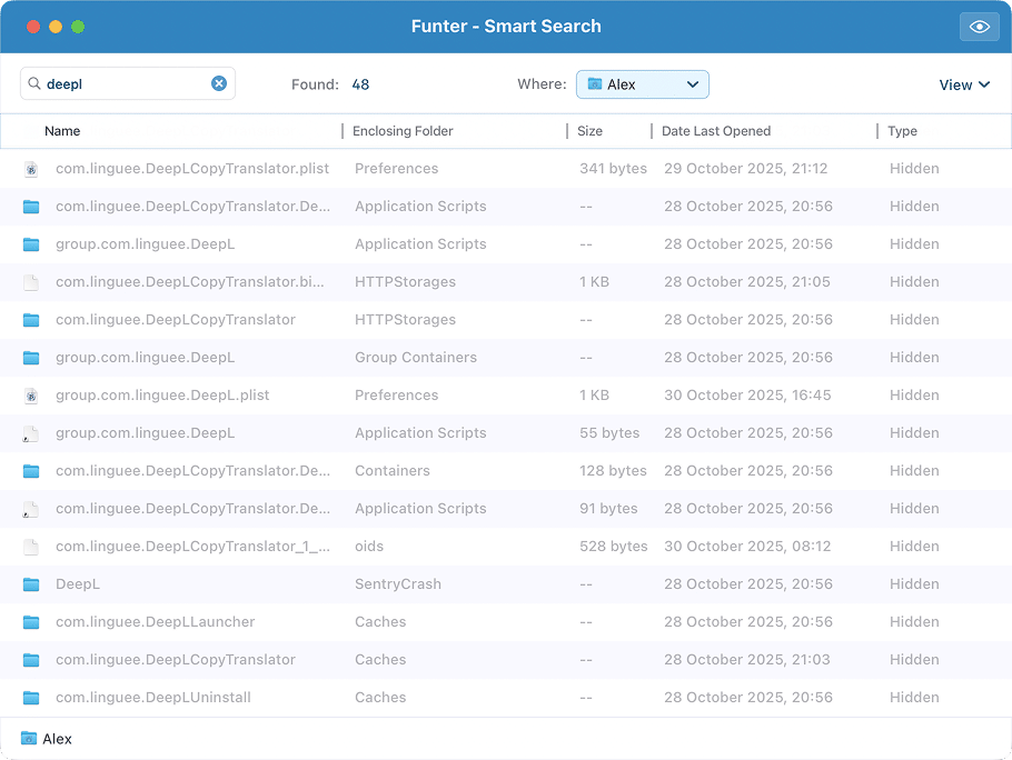 DeepL files in Funter