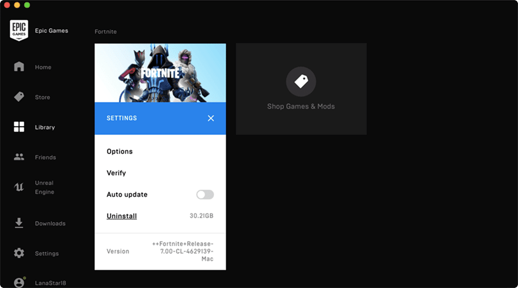 Library tab in Epic Games Launcher