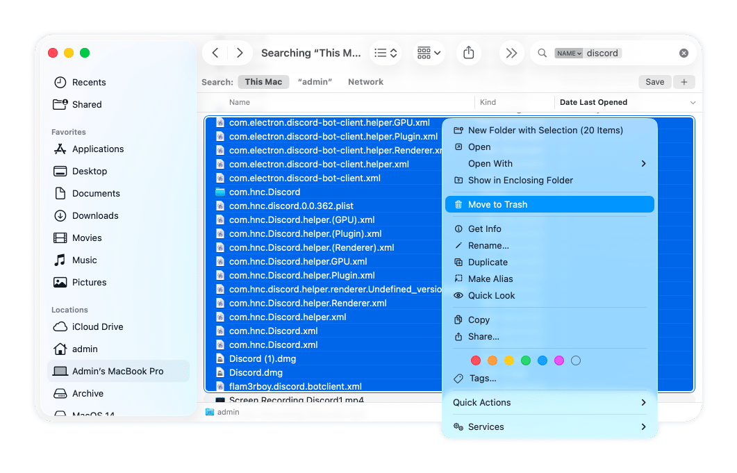 Discord leftovers in Finder